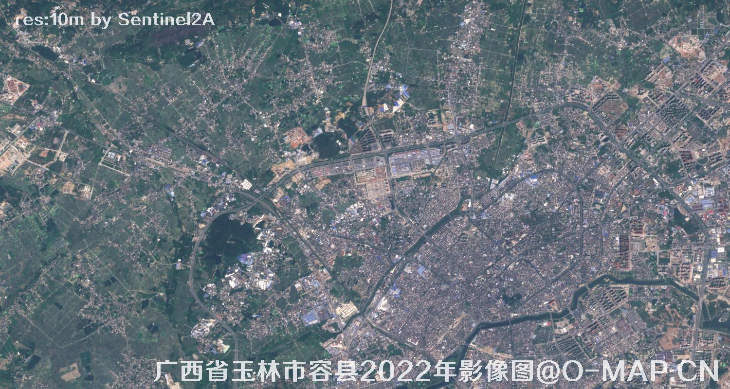 广西省玉林市容县2022年10米哨兵卫星影像图