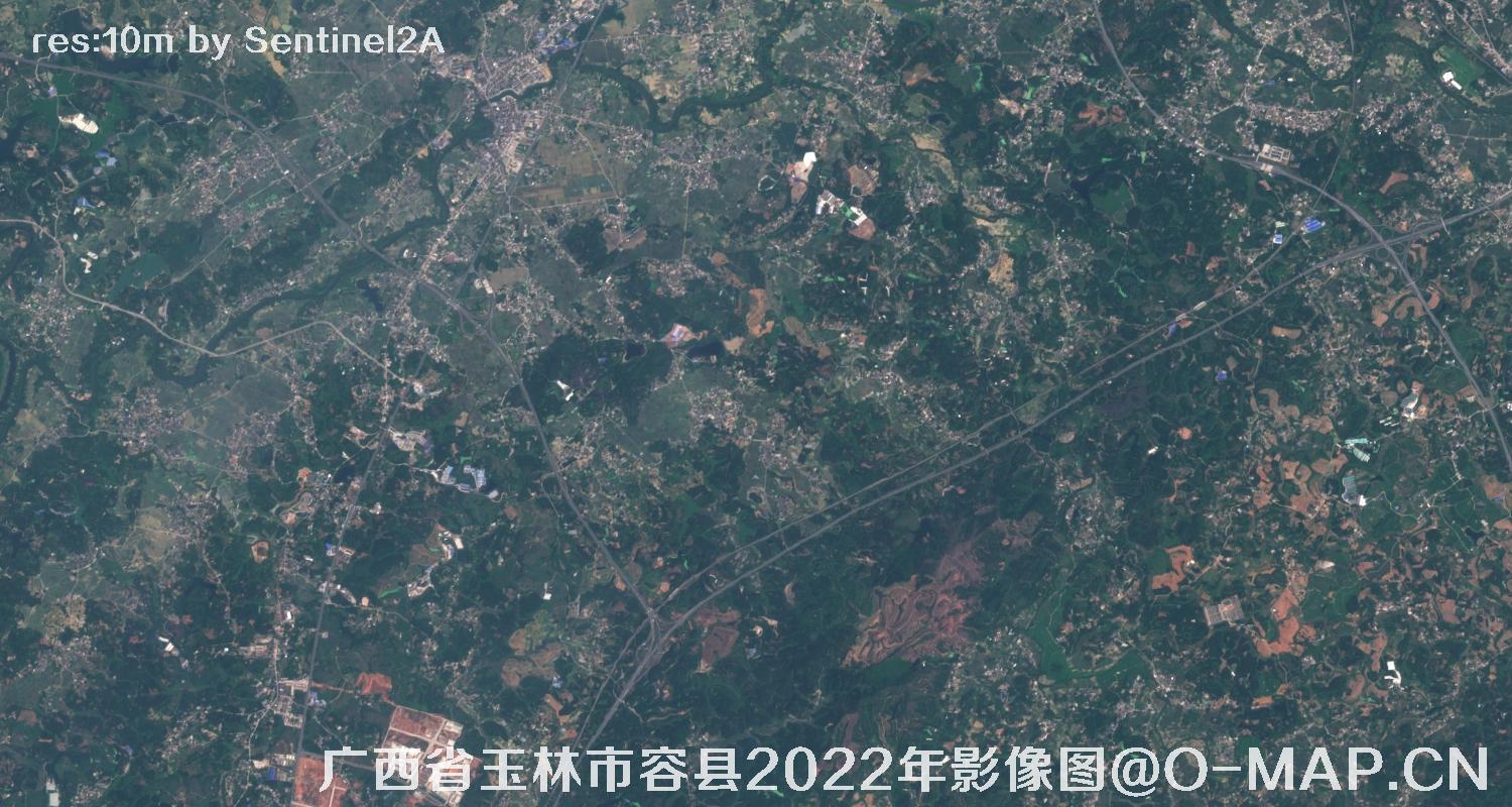 广西省玉林市容县2022年10米哨兵卫星影像图