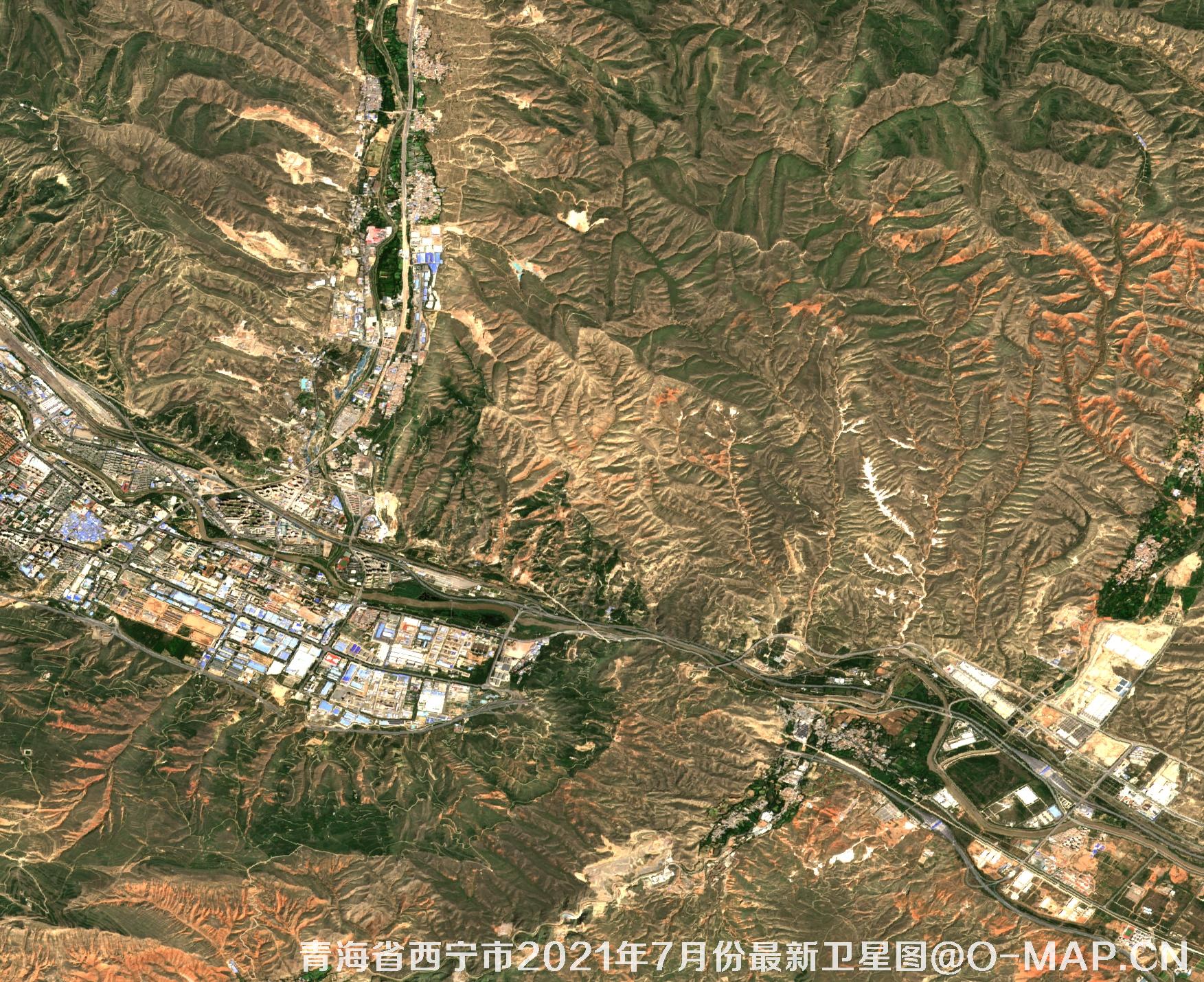 青海省西宁市2021年7月份最新卫星图