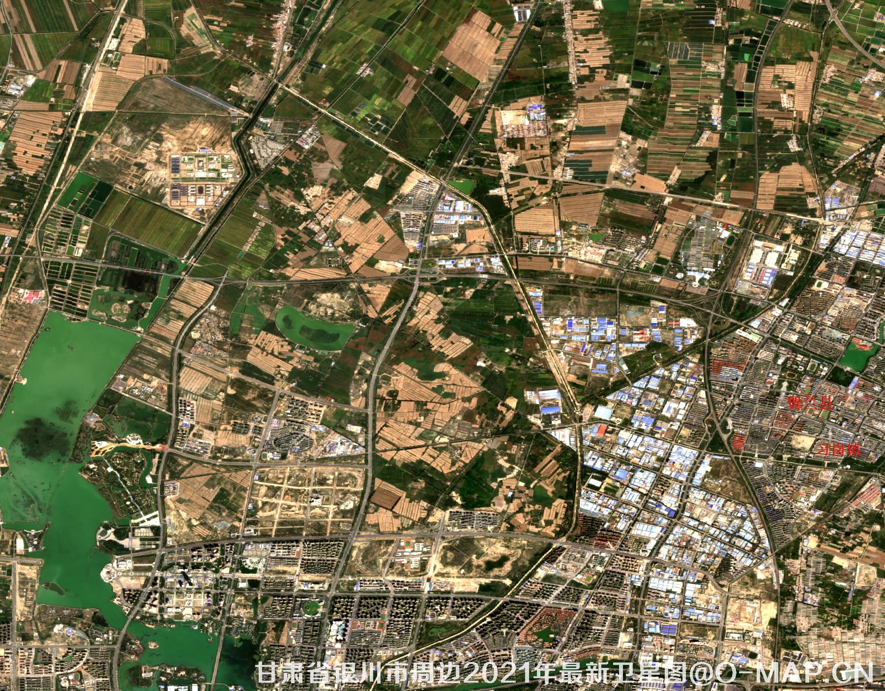 甘肃省银川市周边2021年最新卫星图