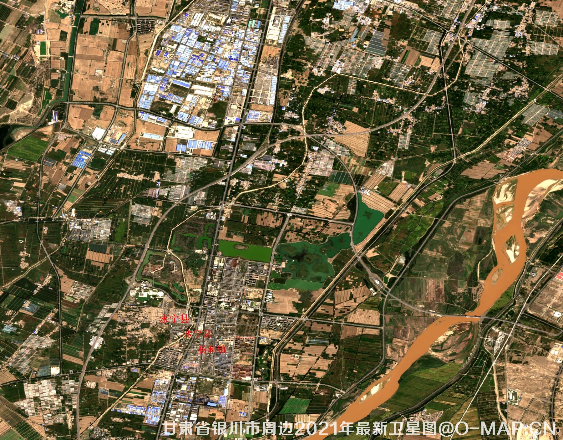甘肃省银川市周边2021年最新卫星图