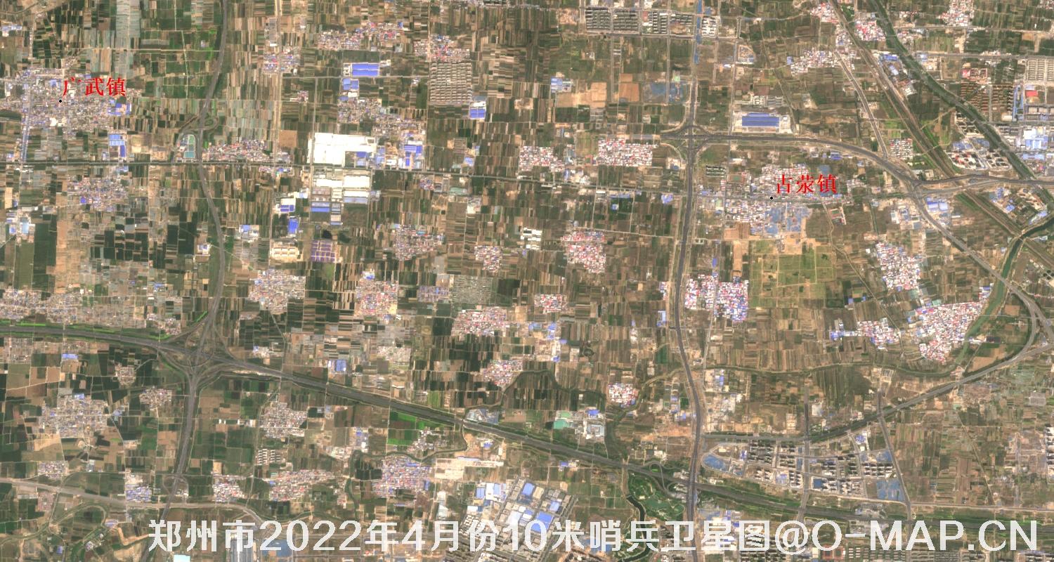 河南省郑州市广武镇2022年4月份最新哨兵卫星图