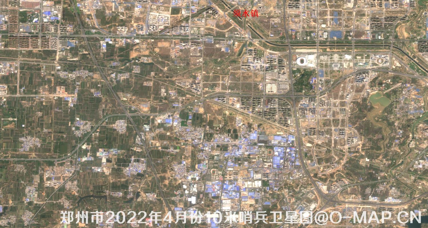 河南省郑州市须水镇体育馆2022年4月份最新哨兵卫星图