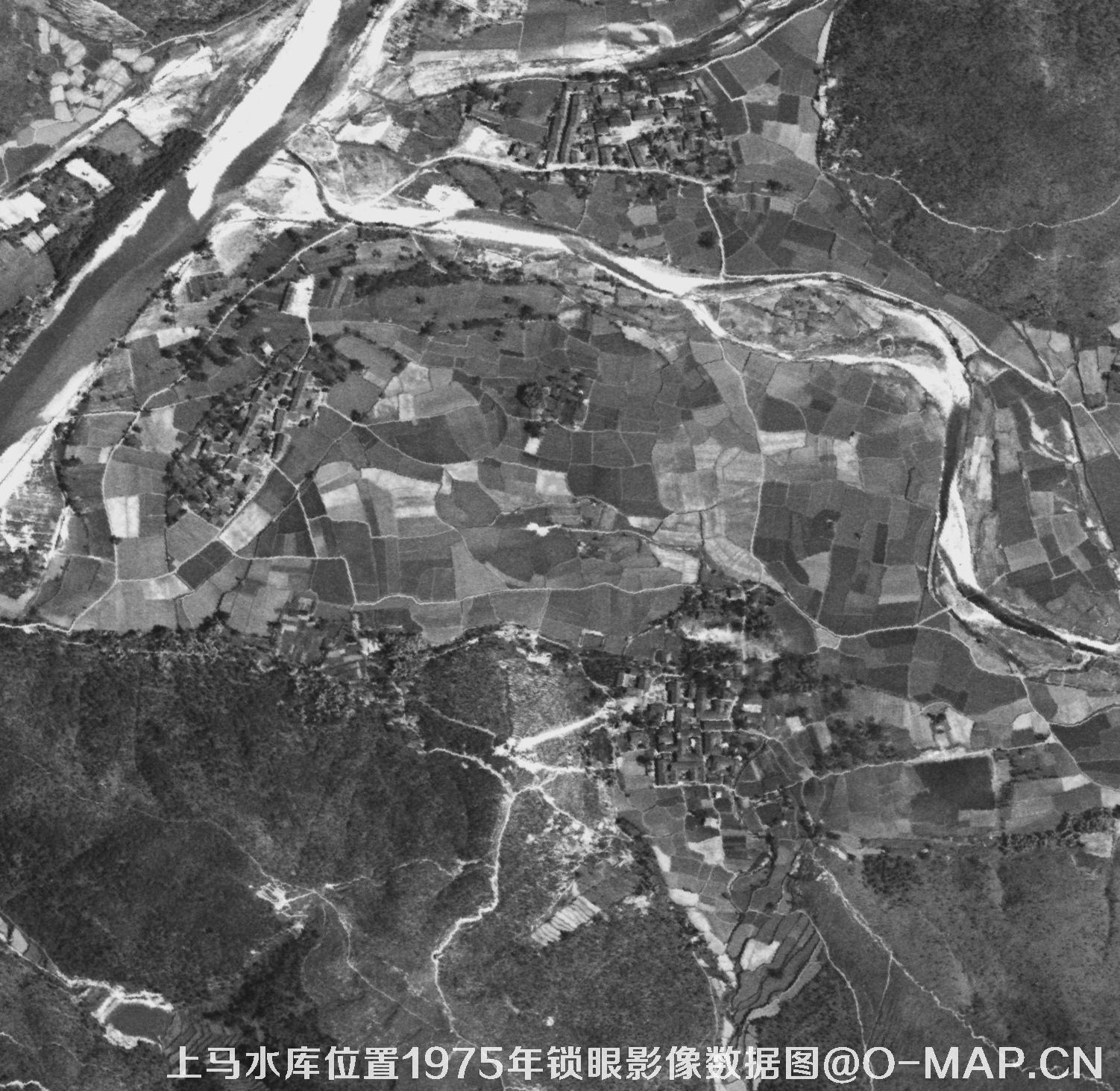 广东临海市上马水库移民前所在地1975年锁眼卫星影像数据