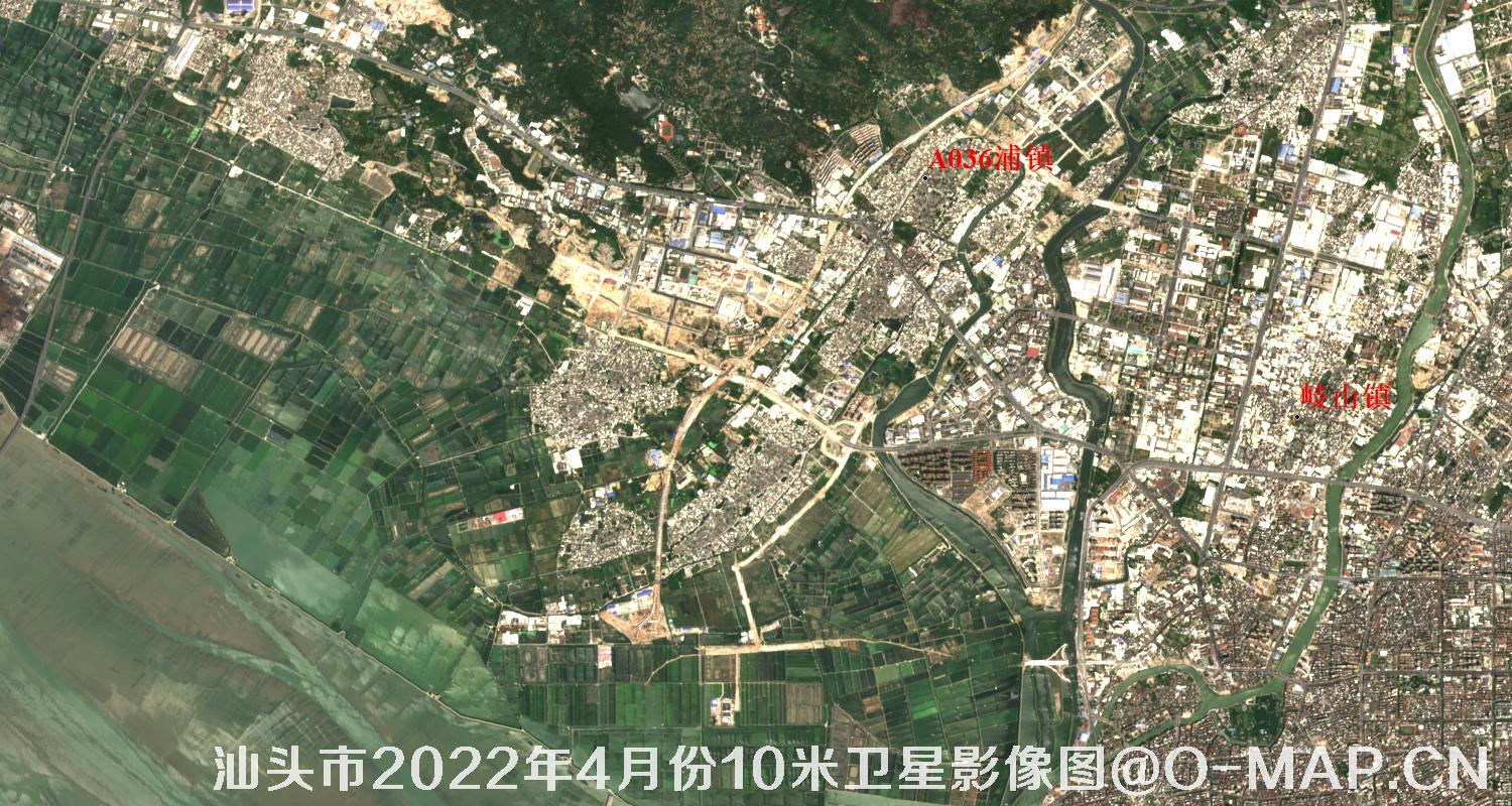 广东省汕头市2022年4月份最新哨兵卫星图
