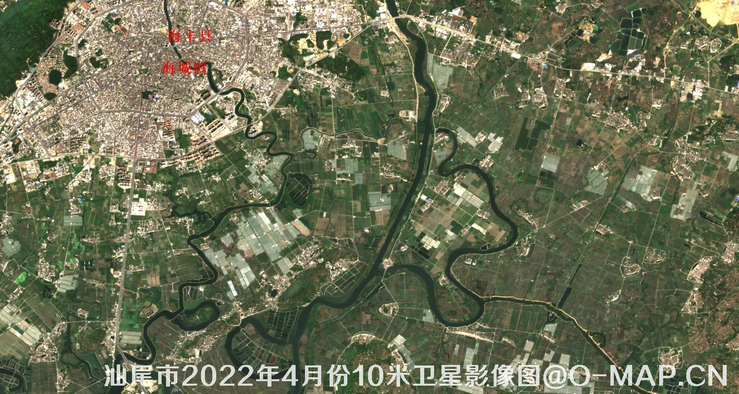 广东省汕尾市2022年4月份最新哨兵卫星图