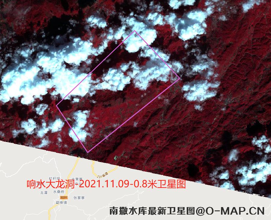 南撒水库保护区响水大龙洞2021年卫星图