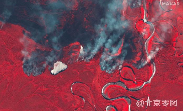 maxar卫星影像图-野火燃烧下的西伯利亚