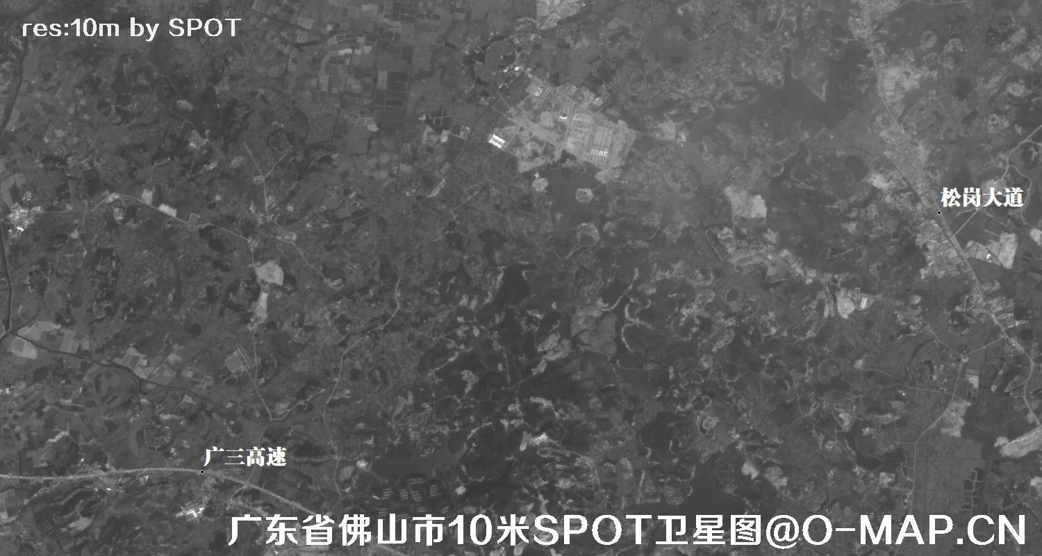 SPOT卫星拍摄的广东省佛山市10米卫星图