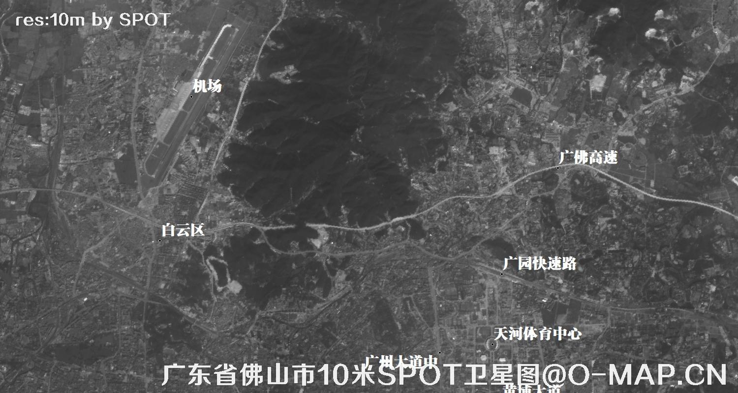 SPOT卫星拍摄的广东省佛山市10米卫星图
