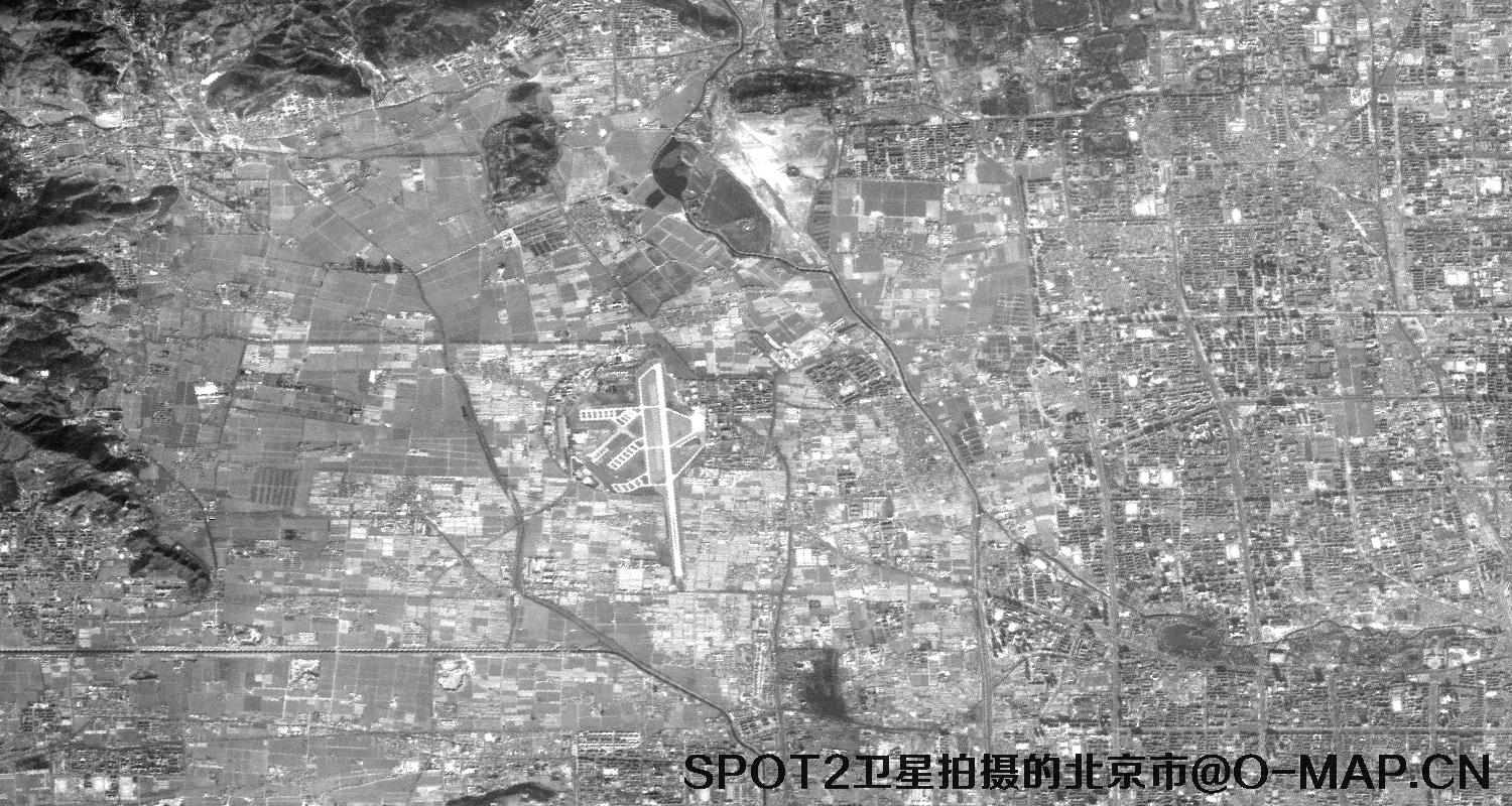 SPOT2卫星于1990年拍摄的北京市历史影像图