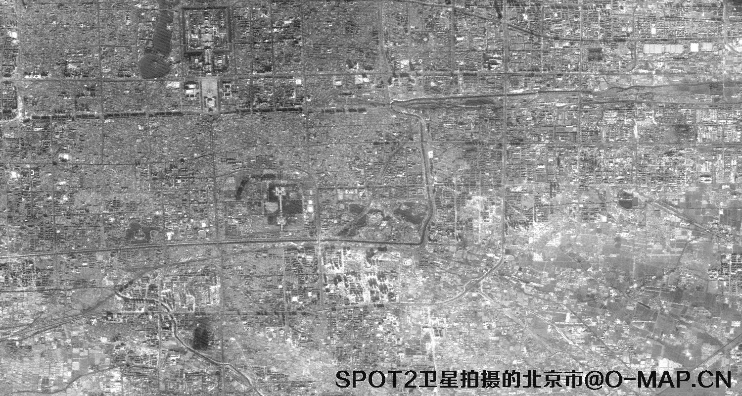 SPOT2卫星于1990年拍摄的北京市历史影像图