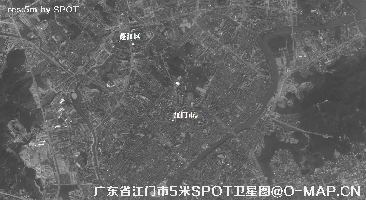 SPOT卫星拍摄的广东省江门市2002年历史影像图