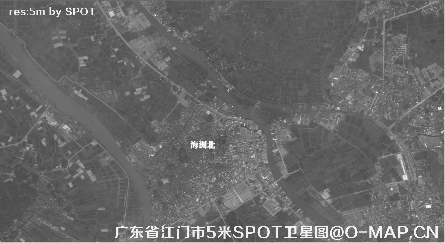 SPOT卫星拍摄的广东省江门市2002年历史影像图