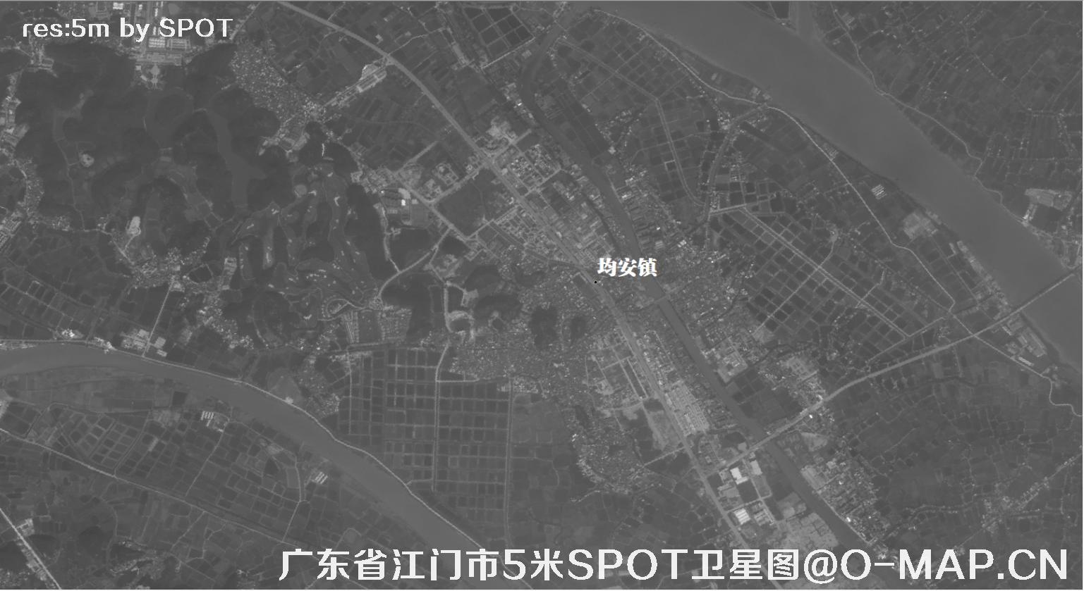 SPOT卫星拍摄的广东省江门市2002年历史影像图