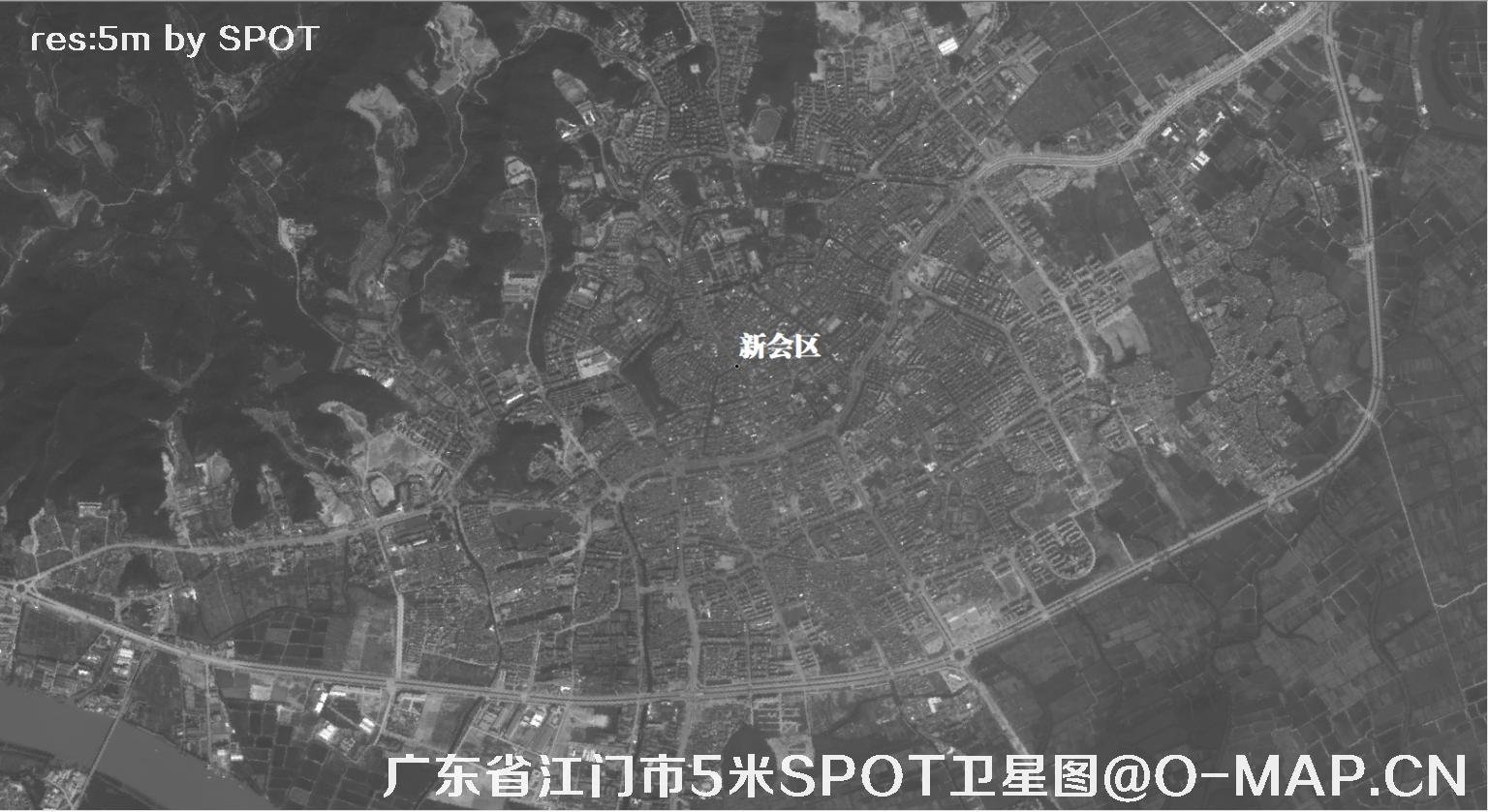 SPOT卫星拍摄的广东省江门市2002年历史影像图