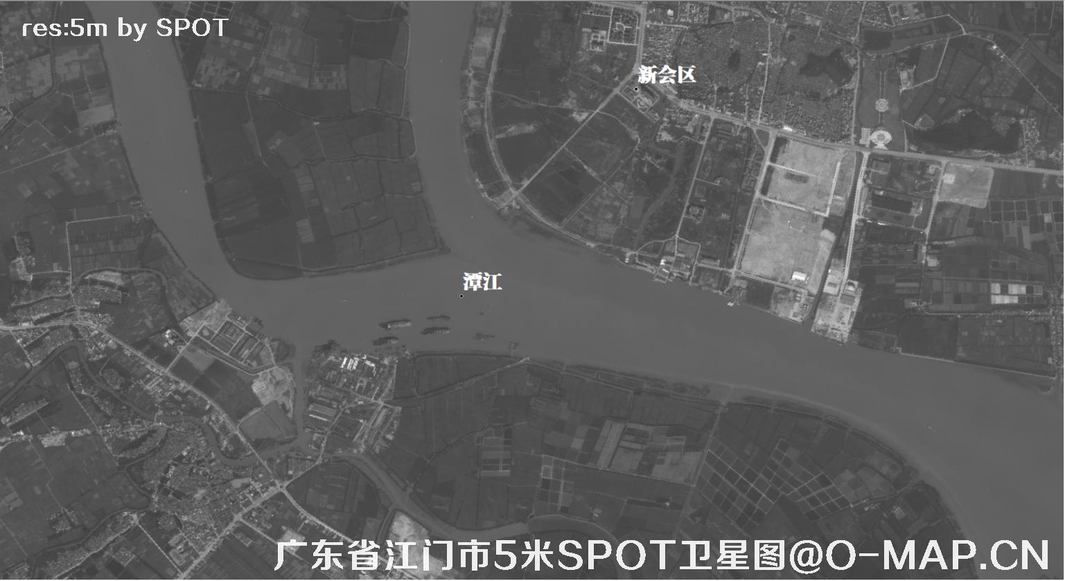 SPOT卫星拍摄的广东省江门市2002年历史影像图