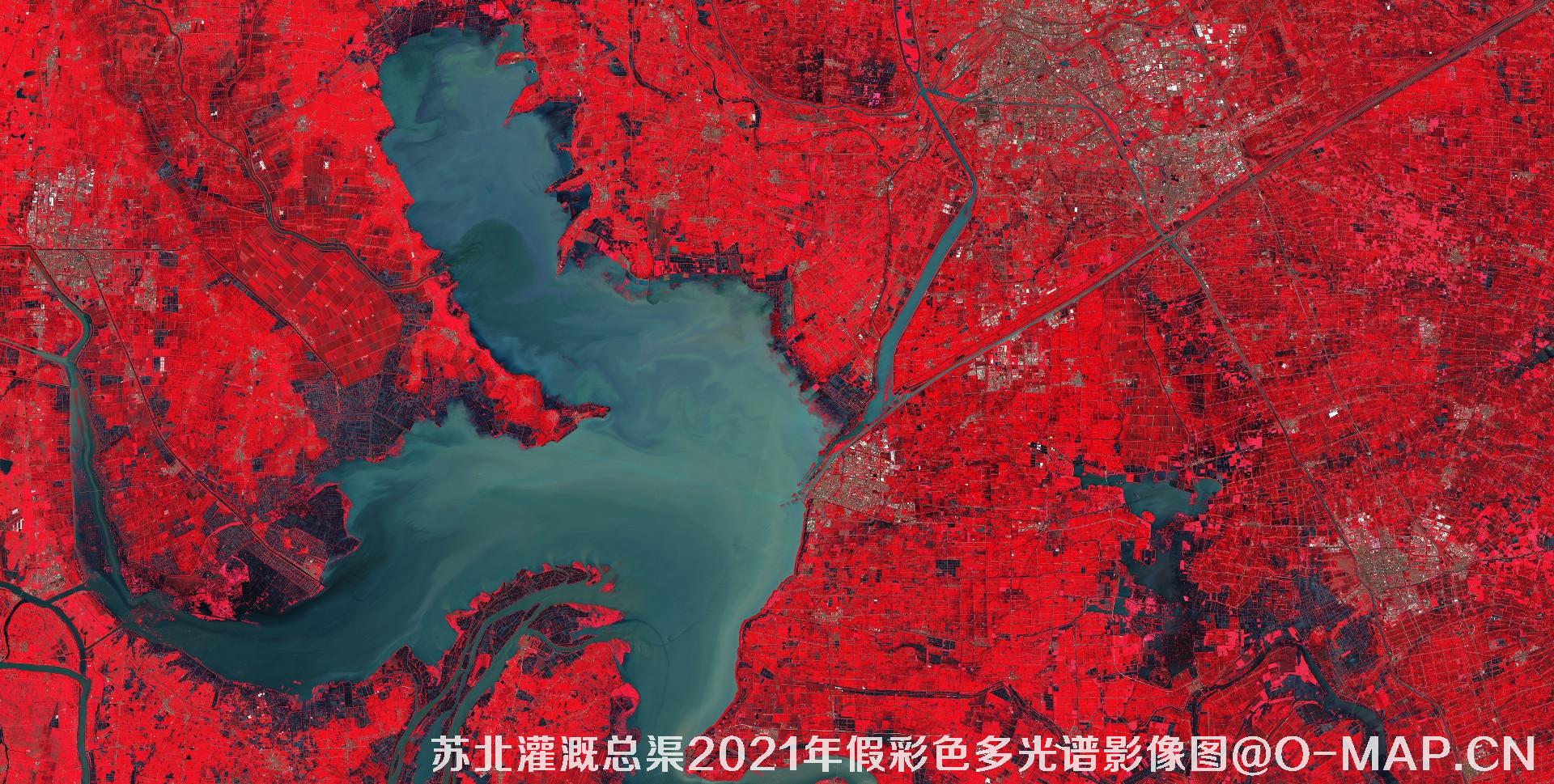苏北灌溉总渠2021年假彩色多光谱影像图