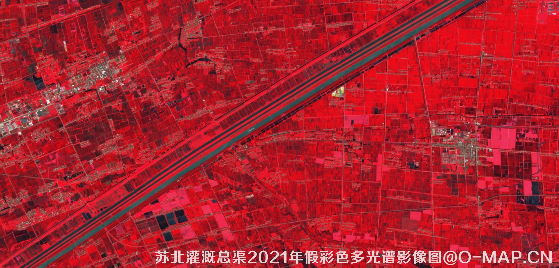 苏北灌溉总渠2021年假彩色多光谱影像图