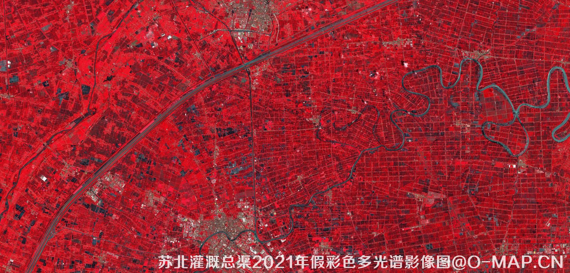 苏北灌溉总渠2021年假彩色多光谱影像图