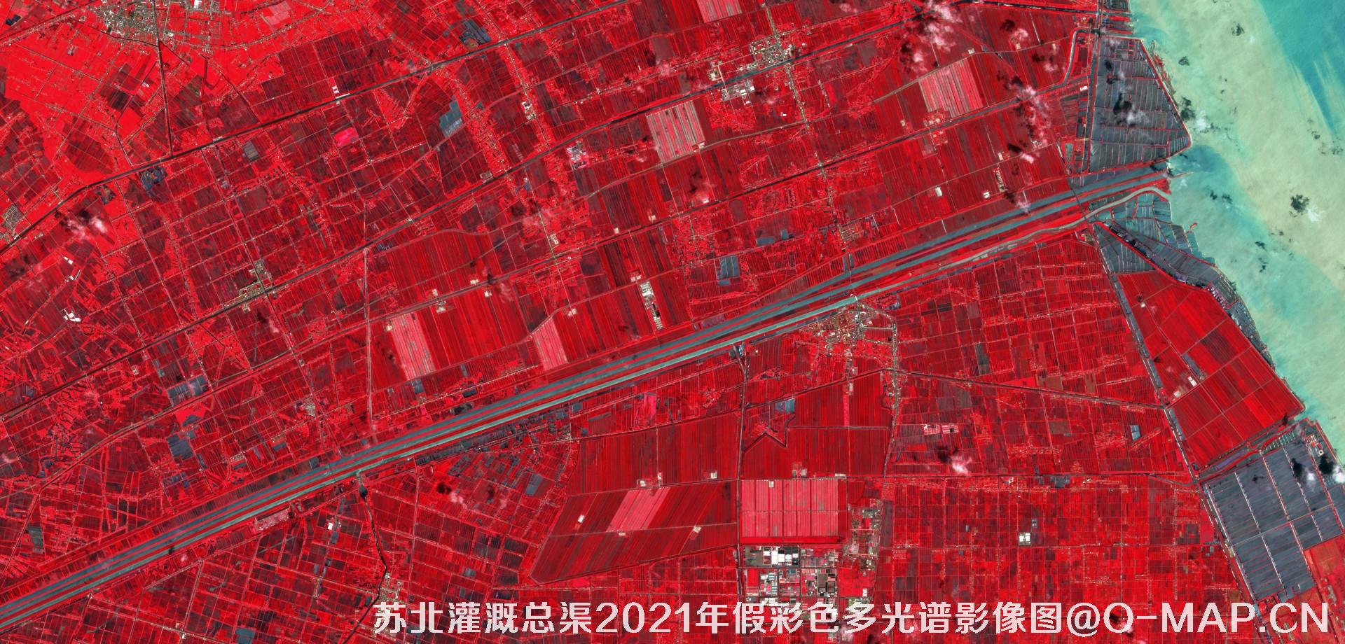 苏北灌溉总渠2021年假彩色多光谱影像图