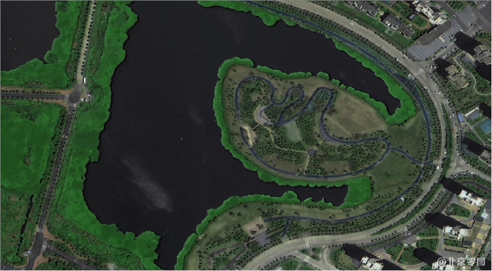 superview高景卫星拍摄的武汉四新区卫星图-公园湖泊