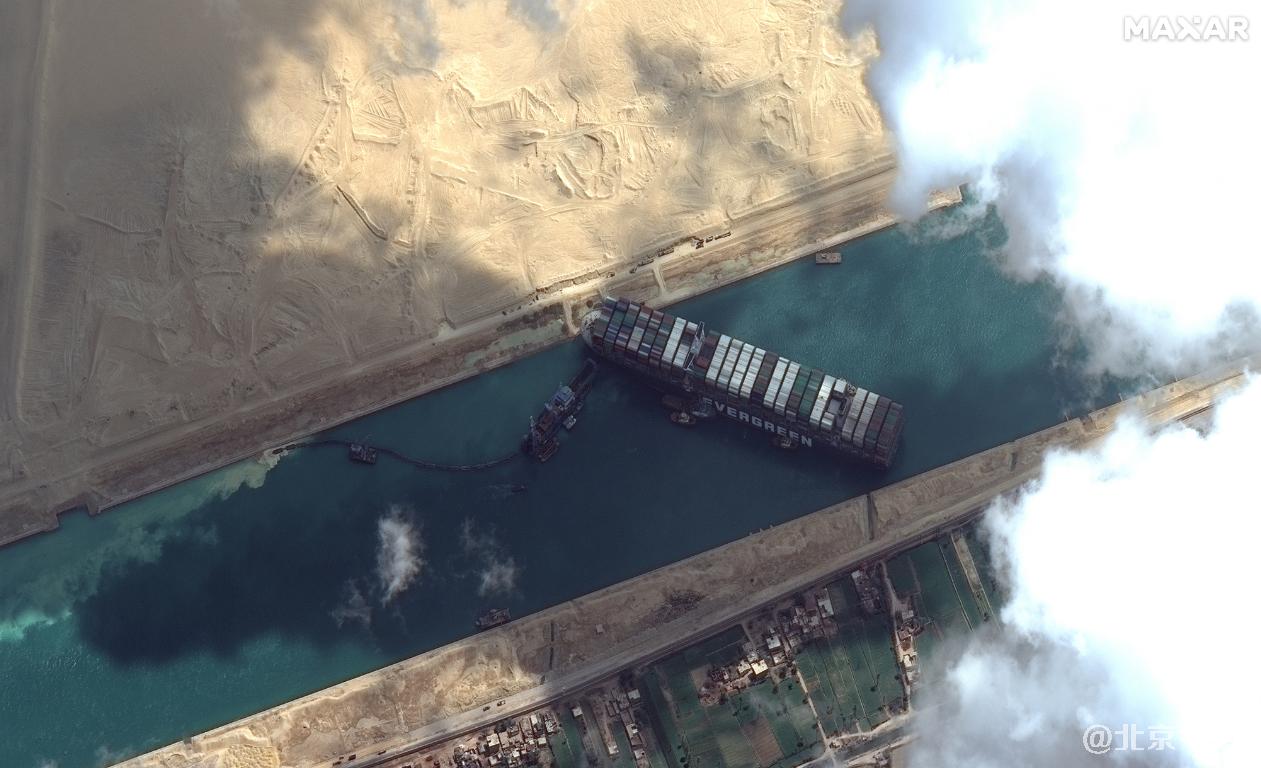 苏伊士运河3月26日Maxar卫星图