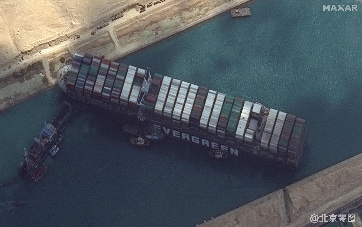 苏伊士运河3月26日Maxar卫星图