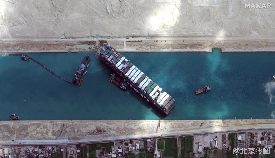 苏伊士运河3月28日Maxar卫星图