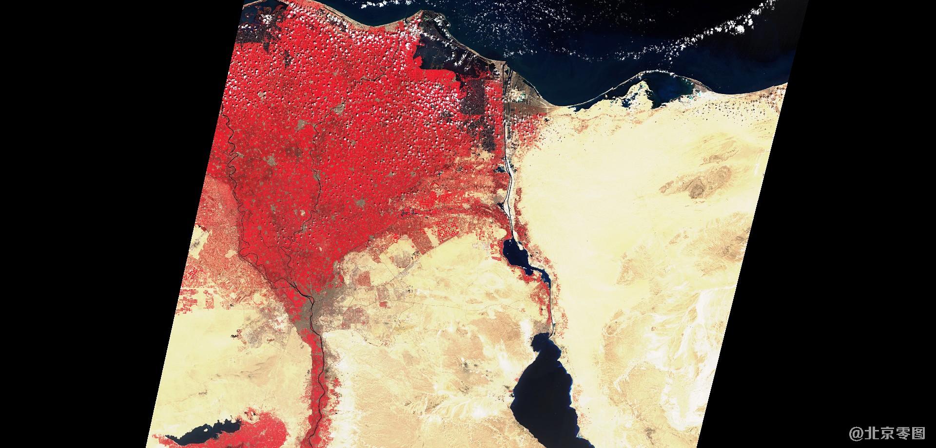 苏伊士运河卫星影像假彩色模型