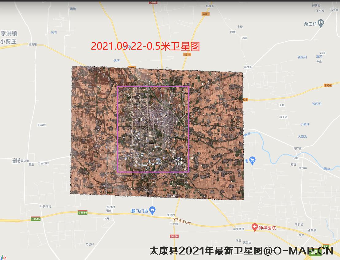 河南周口太康县2021年最新卫星图