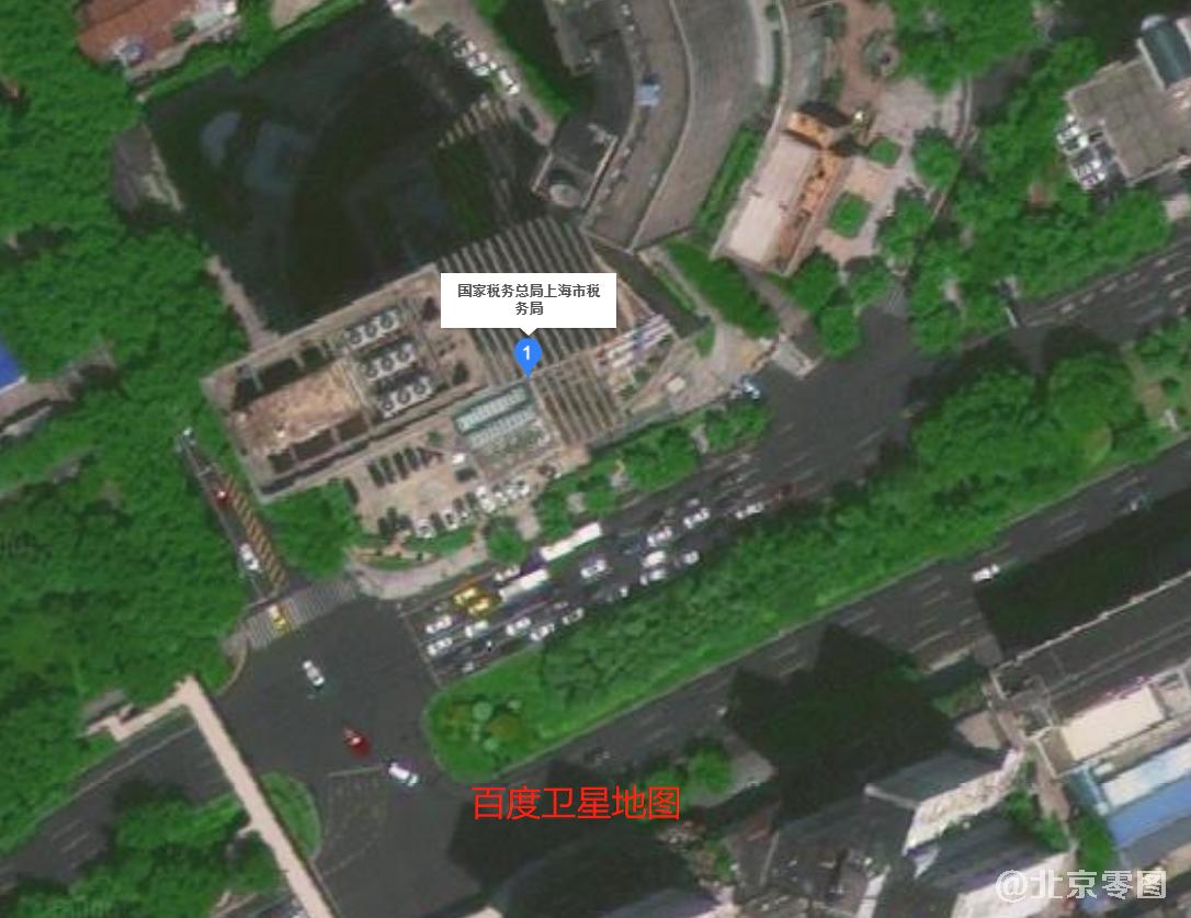 百度卫星地图的上海市税务局大楼