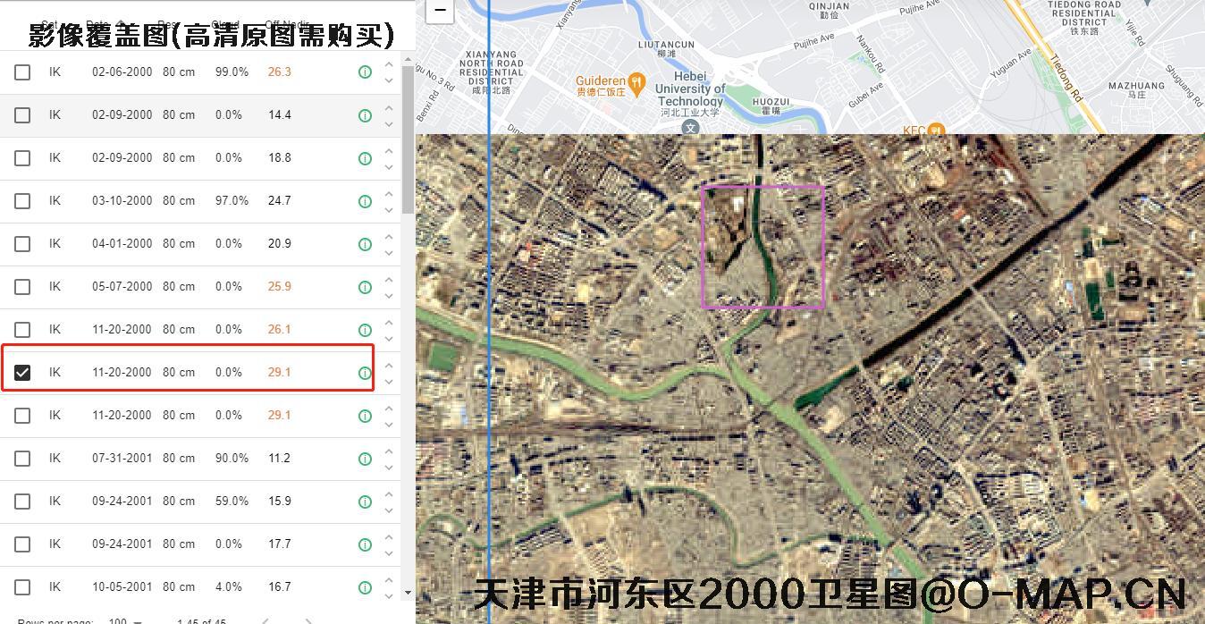 天津市河东区2000年0.8米分辨率历史影像图