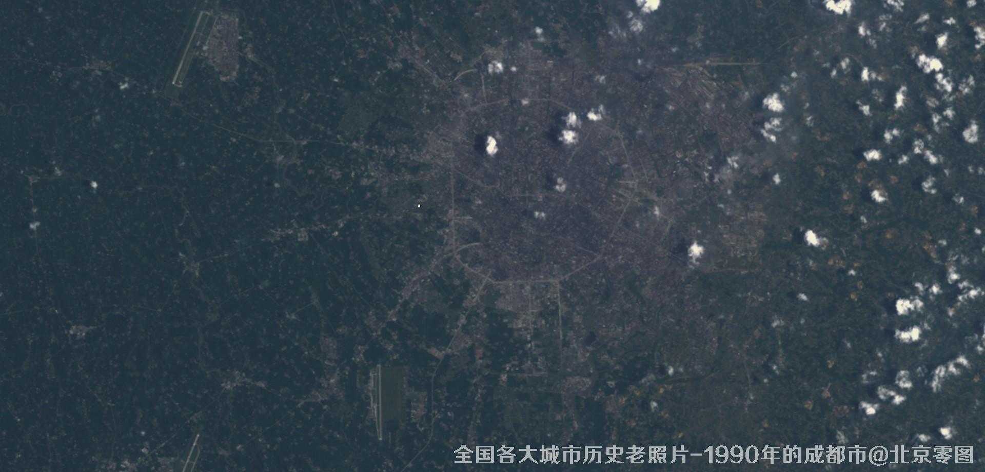 美国Landsat卫星拍摄的1990年的四川省成都市历史卫星影像图