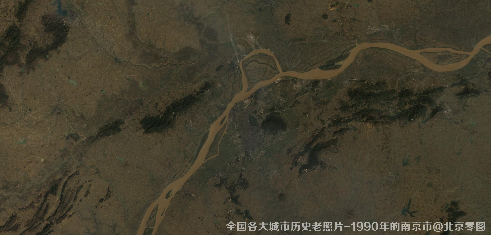 美国Landsat卫星拍摄的1990年的江苏省京市历史卫星影像图