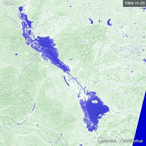 微山湖1984年到2013年水环境变化卫星图