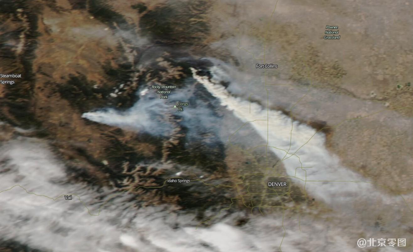 科罗拉多州野火卫星图-modis卫星拍摄