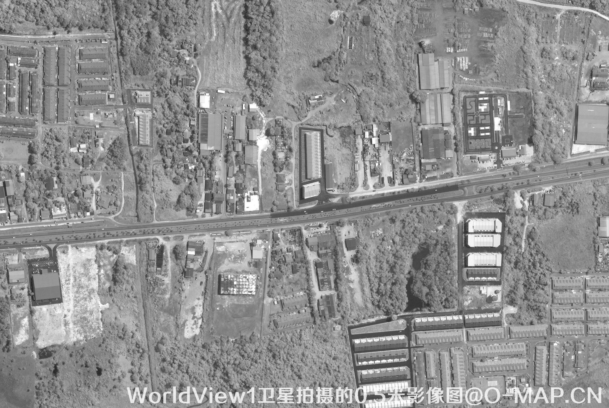 WorldView1卫星拍摄的0.5米黑白影像图