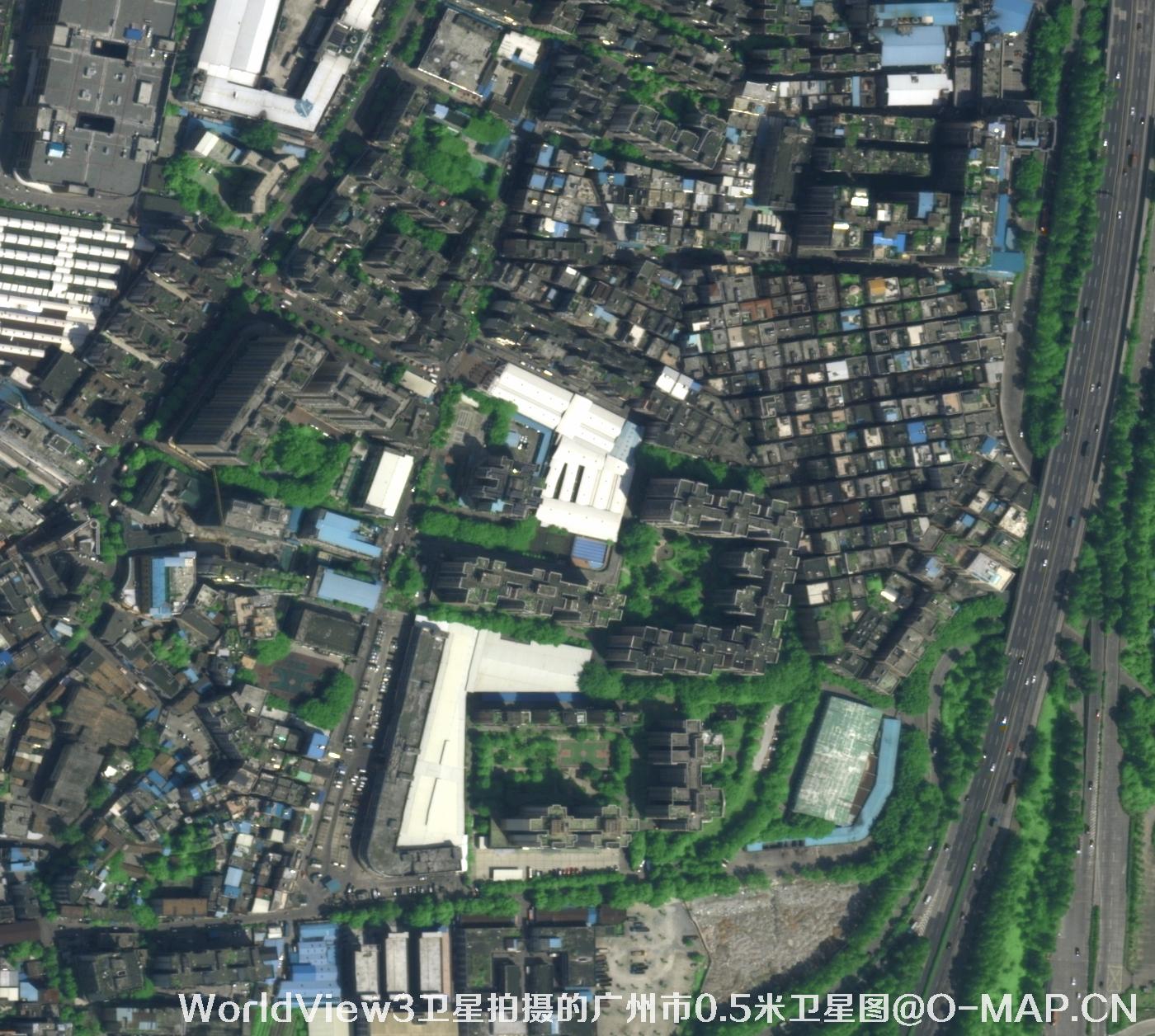 WorldView3卫星2014年拍摄的广州市0.5米卫星图