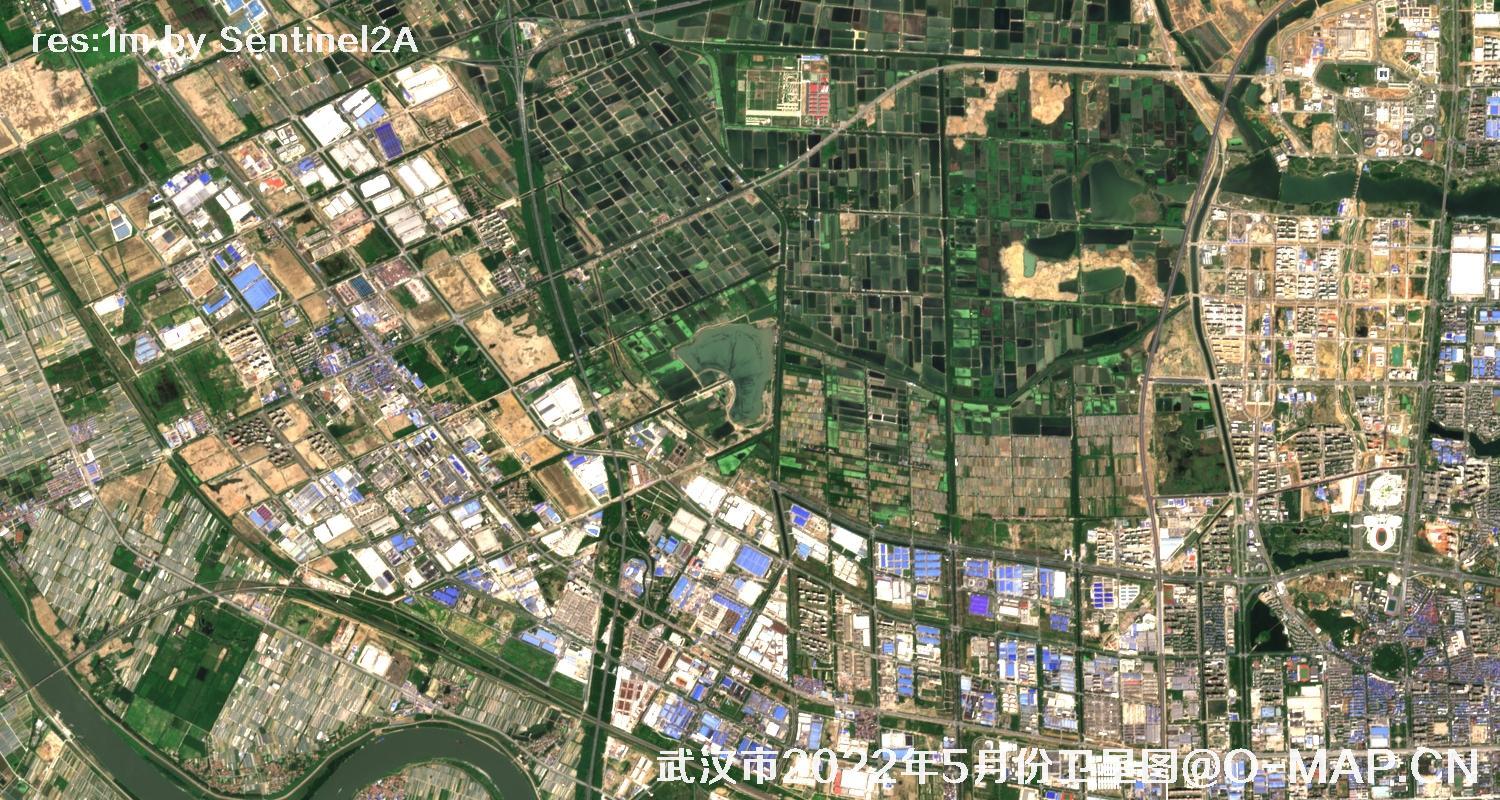 湖北省武汉市2022年5月份最新卫星图像