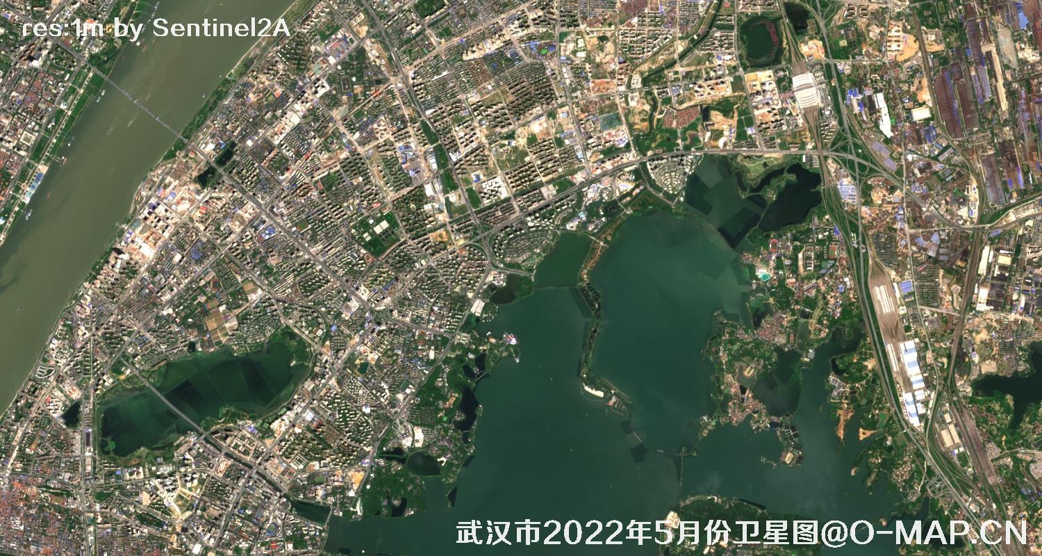 湖北省武汉市2022年5月份最新卫星图像