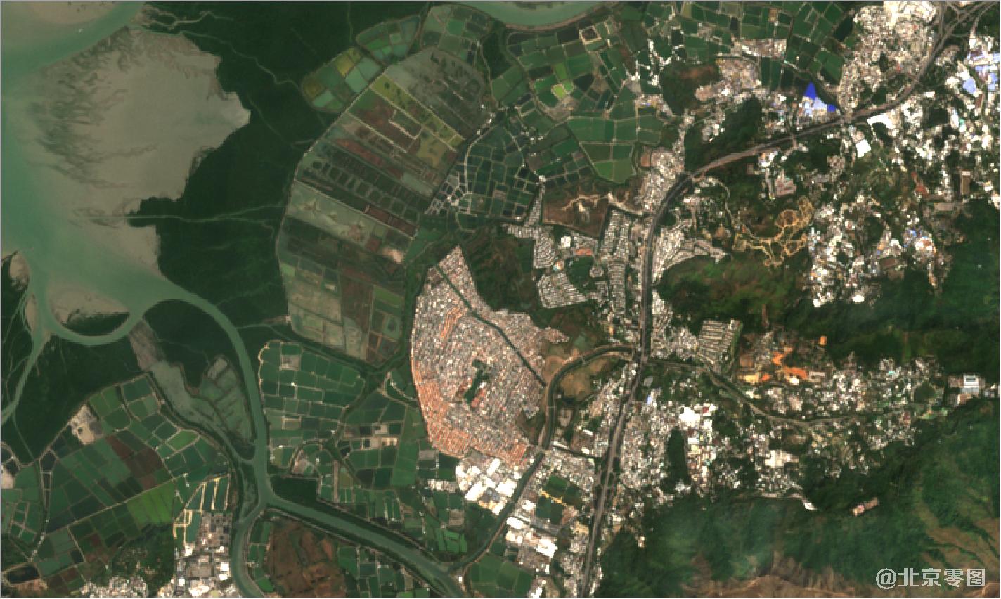 深圳香港地区2021年2月份卫星地图