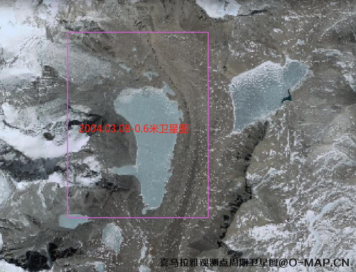 QuickBird卫星2004年拍摄的喜马拉雅山脉观测点卫星图
