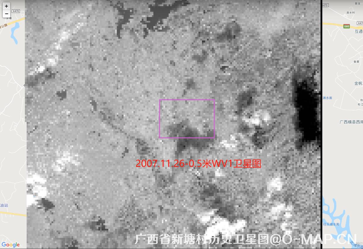 广西省陶圩镇上塘村委新塘村2007年WorldView1卫星历史影像图