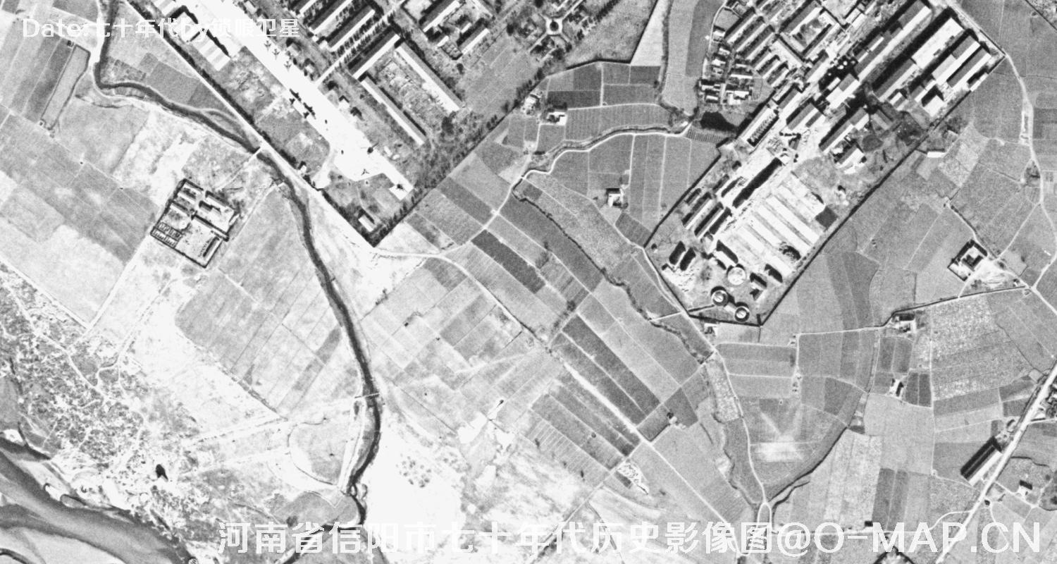 KeyHole锁眼卫星拍摄的河南省信阳市七十年代历史影像图