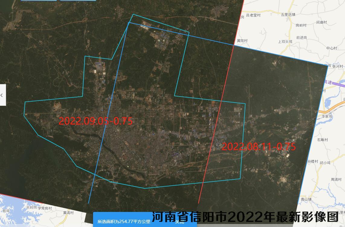 河南省信阳市城区2022年最新卫星图查询结果