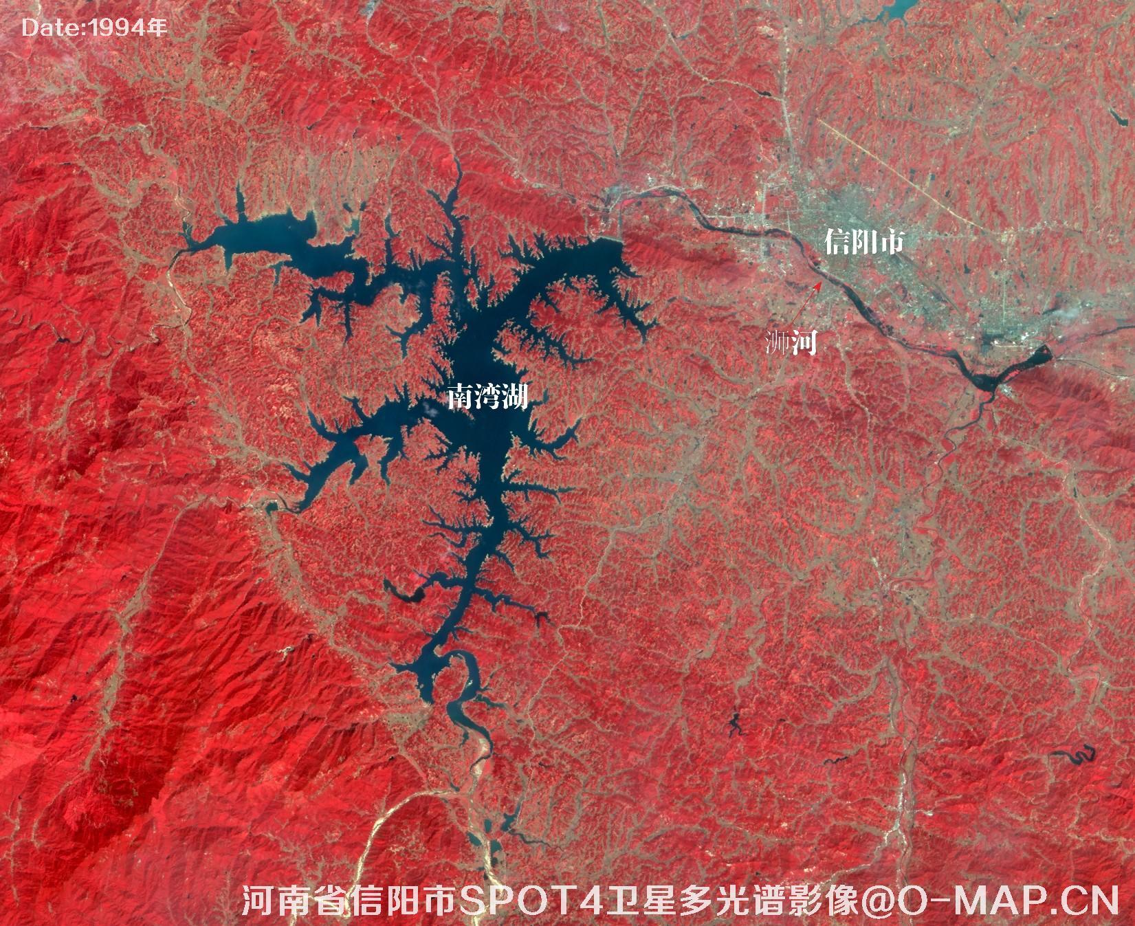 通过spot4卫星影像卫星看看1994年的河南省信阳市