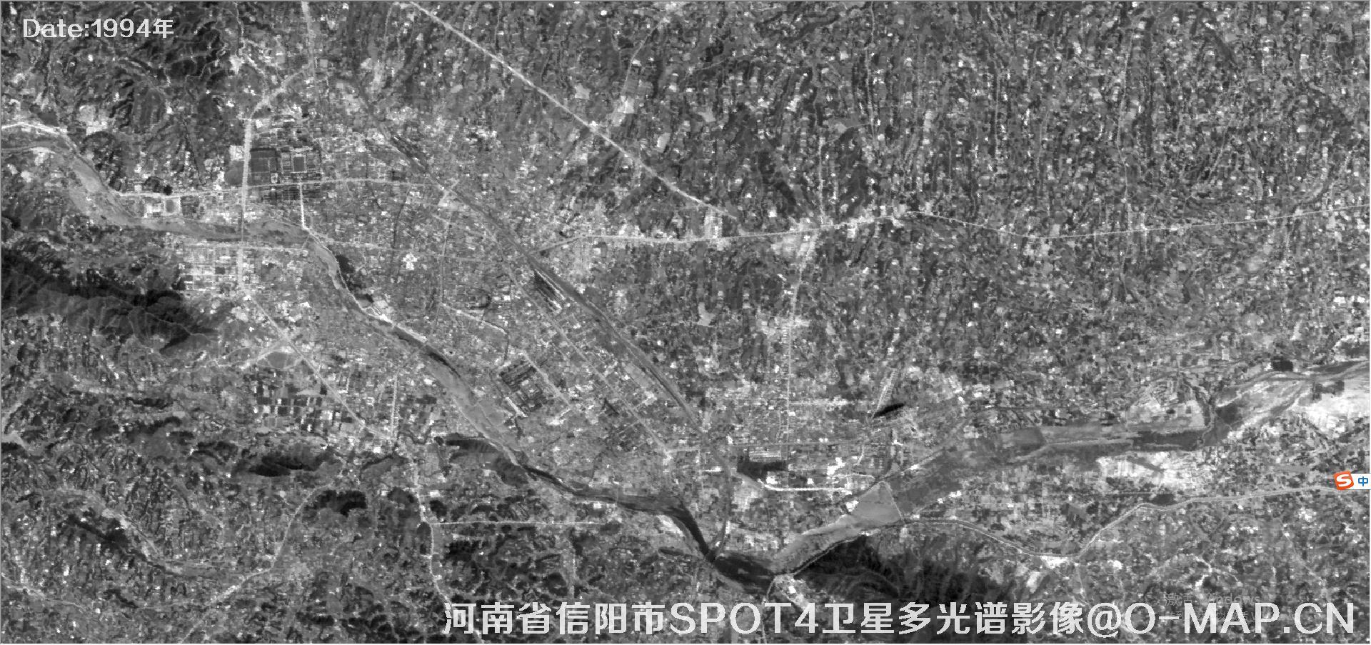 通过spot4卫星影像卫星看看1994年的河南省信阳市