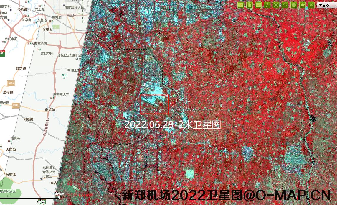 河南新郑机场2022年7月份最新卫星图结果