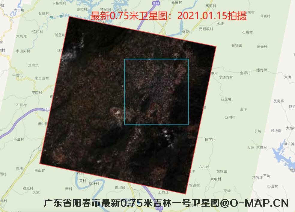 广东省阳春市2021年最新0.75米吉林一号卫星图